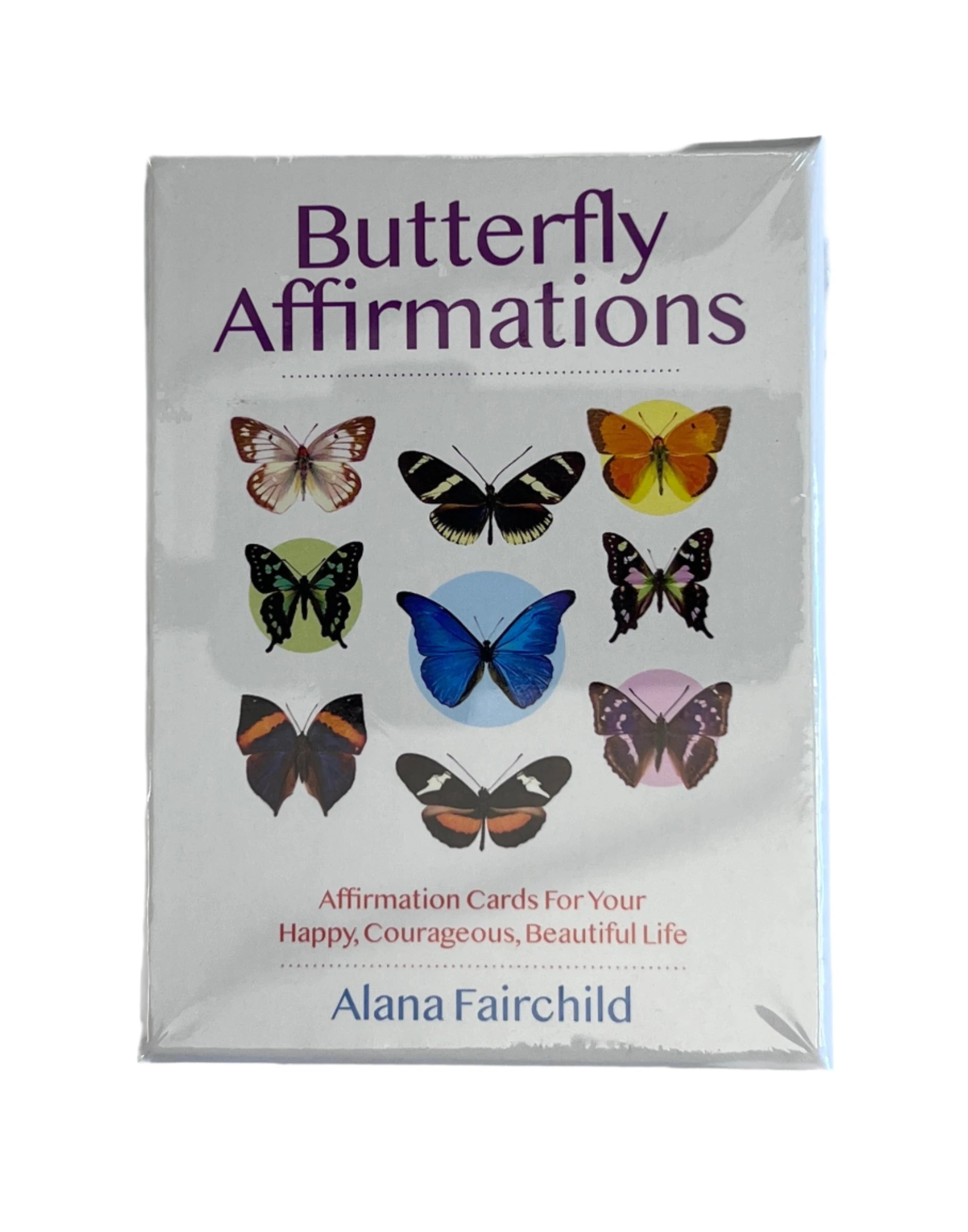 Butterfly Affirmations white box  with images of butterflies 