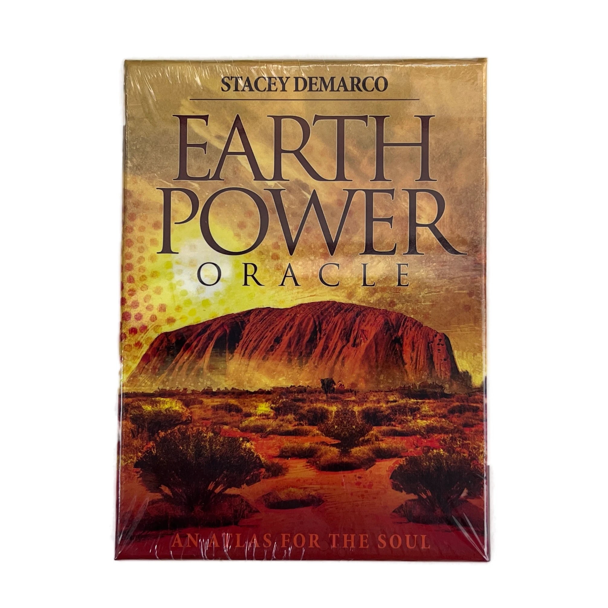 earth power oracle tan yellow box with image of mountain 
