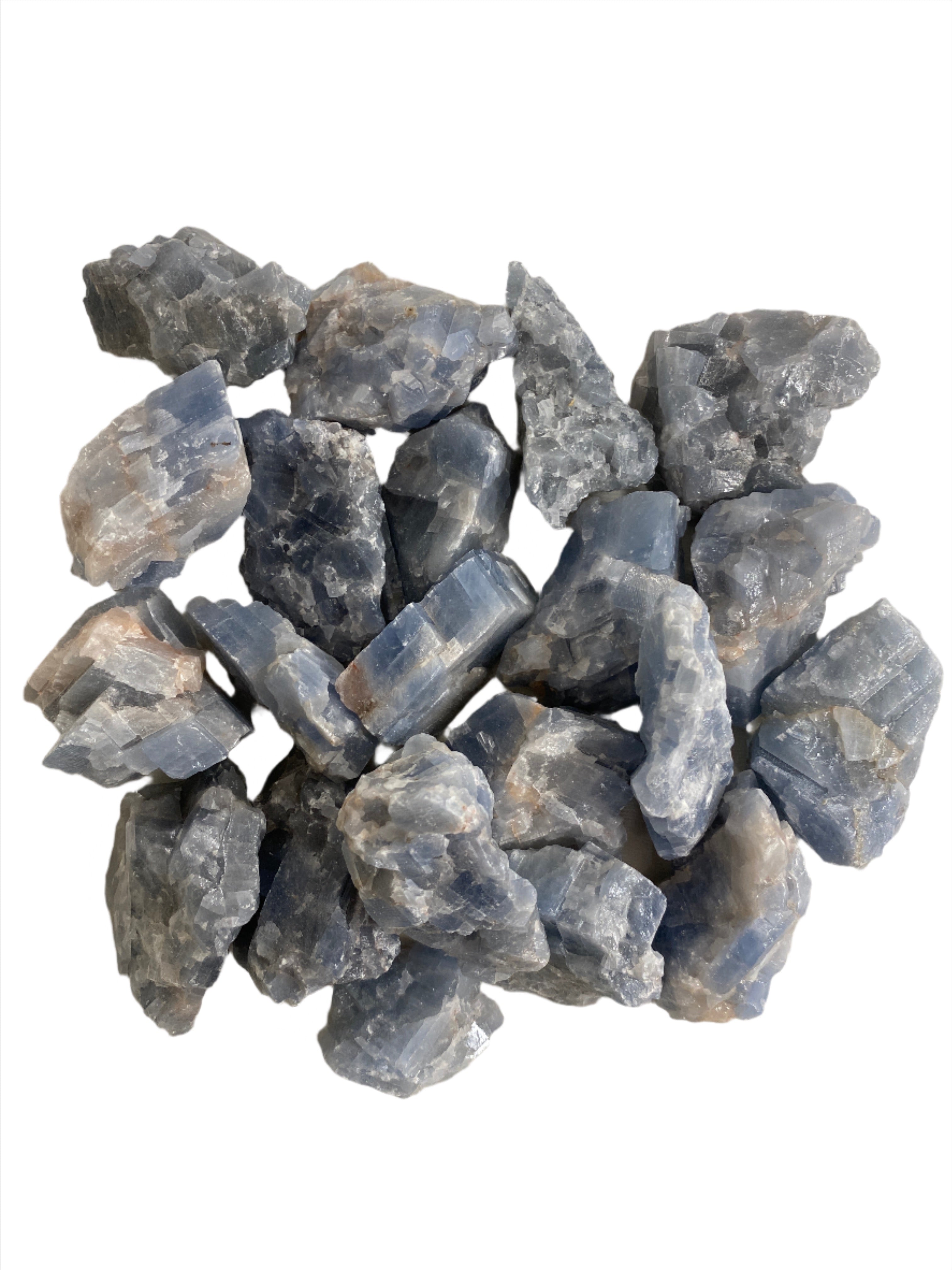 Different shape blue calcite rocks 
